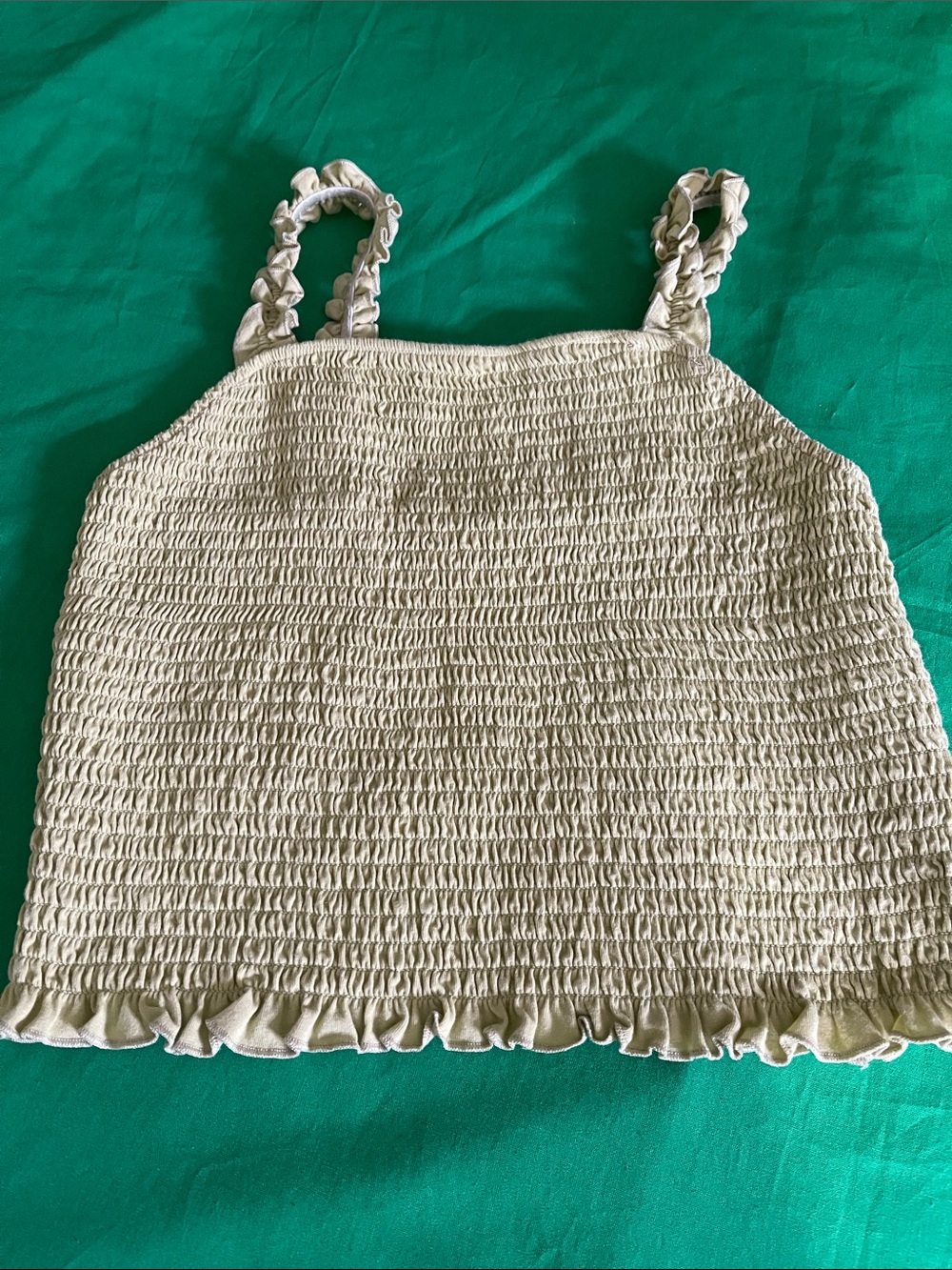 Women’s Smocked Ruffle Hem Camisole - green